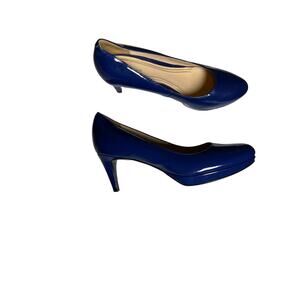 Cole‎ Haan Nike Air Blue Patent Heels 7.5B Mid Pump Leather Comfort Shoe